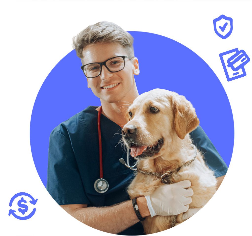 Vet with a Golden Retriever
